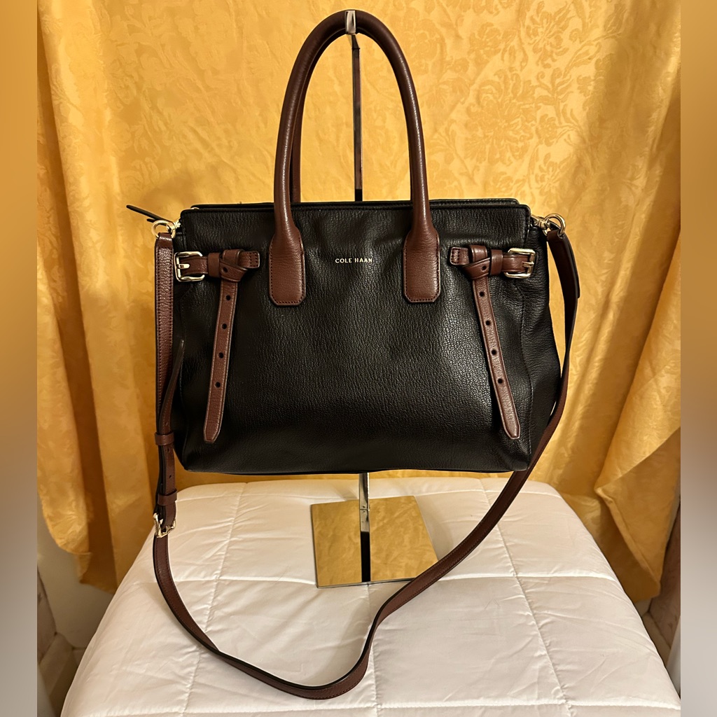 Cole Haan Leather 2-Way Tote With Removable Strap Euc